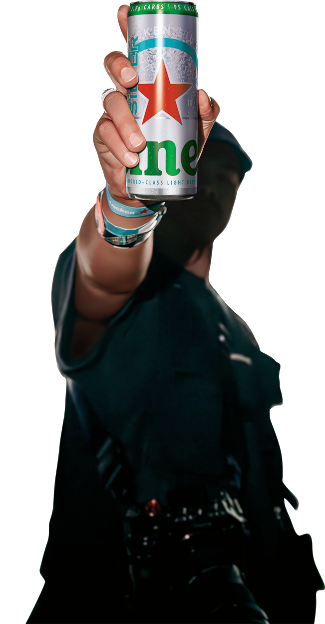 man with Heineken Silver can